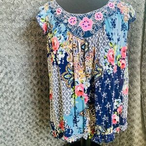 Colorful bohemian floral chiffon tank top